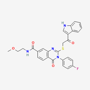 2-((2-(1H-indol-3-yl)-2-oxoethyl)thio)-3-(4-fluorophenyl)-N-(2-methoxyethyl)-4-oxo-3,4-dihydroquinazoline-7-carboxamide