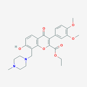 ethyl 3-(3,4-dimethoxyphenyl)-7-hydroxy-8-[(4-methylpiperazin-1-yl)methyl]-4-oxo-4H-chromene-2-carboxylate
