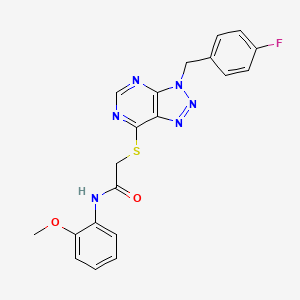 molecular formula C20H17FN6O2S B2762648 2-((3-(4-氟苄基)-3H-[1,2,3]三唑[4,5-d]嘧啶-7-基)硫基)-N-(2-甲氧基苯基)乙酰胺 CAS No. 863457-76-5
