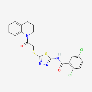 molecular formula C20H16Cl2N4O2S2 B2762654 2,5-二氯-N-[5-[2-(3,4-二氢-2H-喹唑啉-1-基)-2-氧代乙基]硫酰-1,3,4-噻二唑-2-基]苯甲酰胺 CAS No. 392300-40-2