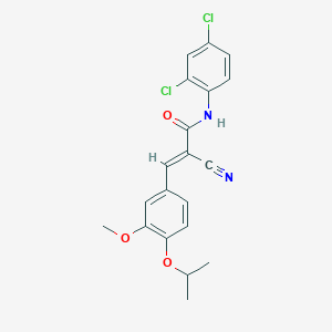 molecular formula C20H18Cl2N2O3 B2762657 (E)-2-cyano-N-(2,4-dichlorophenyl)-3-(3-methoxy-4-propan-2-yloxyphenyl)prop-2-enamide CAS No. 380424-17-9