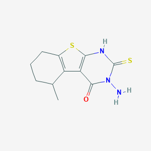 molecular formula C11H13N3OS2 B276266 3-amino-5-methyl-2-sulfanyl-5,6,7,8-tetrahydro[1]benzothieno[2,3-d]pyrimidin-4(3H)-one 