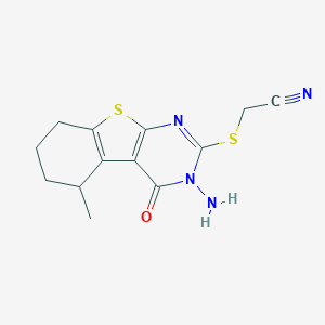 molecular formula C13H14N4OS2 B276267 [(3-Amino-5-methyl-4-oxo-3,4,5,6,7,8-hexahydro[1]benzothieno[2,3-d]pyrimidin-2-yl)sulfanyl]acetonitrile 