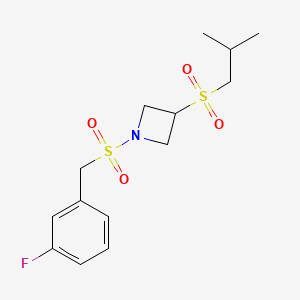 molecular formula C14H20FNO4S2 B2762676 1-((3-Fluorobenzyl)sulfonyl)-3-(isobutylsulfonyl)azetidine CAS No. 1797870-51-9