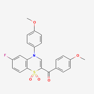 molecular formula C23H18FNO5S B2762695 [6-fluoro-4-(4-methoxyphenyl)-1,1-dioxido-4H-1,4-benzothiazin-2-yl](4-methoxyphenyl)methanone CAS No. 1114872-30-8