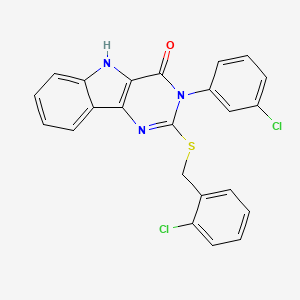 3-(3-chlorophenyl)-2-[(2-chlorophenyl)methylsulfanyl]-5H-pyrimido[5,4-b]indol-4-one