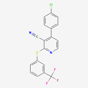 4-(4-Chlorophenyl)-2-{[3-(trifluoromethyl)phenyl]sulfanyl}nicotinonitrile