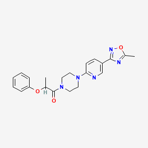 molecular formula C21H23N5O3 B2762712 1-(4-(5-(5-Methyl-1,2,4-oxadiazol-3-yl)pyridin-2-yl)piperazin-1-yl)-2-phenoxypropan-1-one CAS No. 1219912-90-9