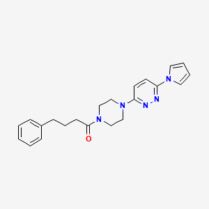 molecular formula C22H25N5O B2762722 1-(4-(6-(1H-pyrrol-1-yl)pyridazin-3-yl)piperazin-1-yl)-4-phenylbutan-1-one CAS No. 1421457-57-9