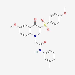 molecular formula C26H24N2O6S B2762733 2-[6-甲氧基-3-(4-甲氧基苯基)磺酰-4-氧喹啉-1-基]-N-(3-甲基苯基)乙酰胺 CAS No. 866813-98-1