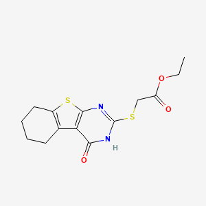 molecular formula C14H16N2O3S2 B2762734 乙酸[(4-羟基-5,6,7,8-四氢[1]苯并噻吩[2,3-d]嘧啶-2-基)硫代]酯 CAS No. 54968-59-1