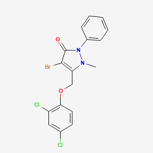 molecular formula C17H13BrCl2N2O2 B2762740 3-((2,4-Dichlorophenoxy)methyl)-4-bromo-2-methyl-1-phenyl-3-pyrazolin-5-one CAS No. 1024052-48-9