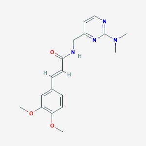 molecular formula C18H22N4O3 B2762744 (E)-3-(3,4-二甲氧基苯基)-N-((2-(二甲基氨基)嘧啶-4-基)甲基)丙烯酰胺 CAS No. 1798404-97-3