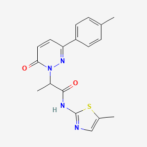 molecular formula C18H18N4O2S B2762749 N-(5-甲基噻唑-2-基)-2-(6-氧代-3-(对甲苯基)吡啶并[1](6H)-基)丙酰胺 CAS No. 1234986-87-8