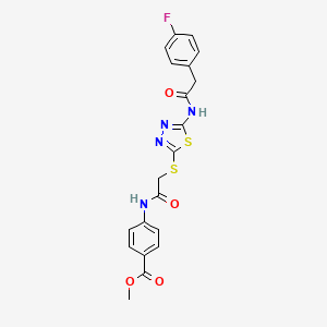 Methyl 4-(2-((5-(2-(4-fluorophenyl)acetamido)-1,3,4-thiadiazol-2-yl)thio)acetamido)benzoate