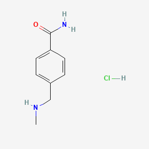 molecular formula C9H13ClN2O B2762754 4-[(Methylamino)methyl]benzamide hydrochloride CAS No. 1171660-28-8