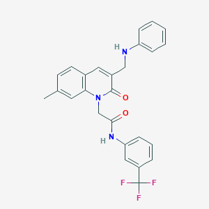 2-[3-(anilinomethyl)-7-methyl-2-oxoquinolin-1(2H)-yl]-N-[3-(trifluoromethyl)phenyl]acetamide