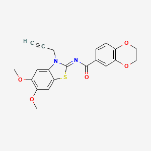 molecular formula C21H18N2O5S B2762771 N-(5,6-dimethoxy-3-prop-2-ynyl-1,3-benzothiazol-2-ylidene)-2,3-dihydro-1,4-benzodioxine-6-carboxamide CAS No. 895433-40-6