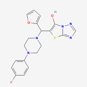 molecular formula C19H18FN5O2S B2762772 5-((4-(4-氟苯基)哌嗪-1-基)(呋喃-2-基)甲基)噻唑并[3,2-b][1,2,4]三唑-6-醇 CAS No. 868220-86-4