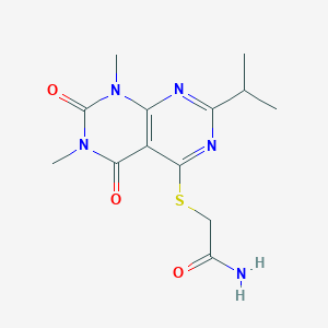 molecular formula C13H17N5O3S B2762777 2-((2-Isopropyl-6,8-dimethyl-5,7-dioxo-5,6,7,8-tetrahydropyrimido[4,5-d]pyrimidin-4-yl)thio)acetamide CAS No. 892480-18-1