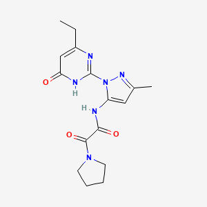 N-(1-(4-ethyl-6-oxo-1,6-dihydropyrimidin-2-yl)-3-methyl-1H-pyrazol-5-yl)-2-oxo-2-(pyrrolidin-1-yl)acetamide
