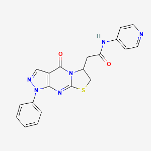 molecular formula C20H16N6O2S B2762782 2-(4-oxo-1-phenyl-1,4,6,7-tetrahydropyrazolo[3,4-d]thiazolo[3,2-a]pyrimidin-6-yl)-N-(pyridin-4-yl)acetamide CAS No. 946334-84-5