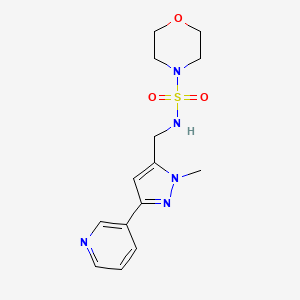 molecular formula C14H19N5O3S B2762786 N-((1-甲基-3-(吡啶-3-基)-1H-吡唑-5-基甲基)甲基)吗啉-4-磺酰胺 CAS No. 2034350-91-7