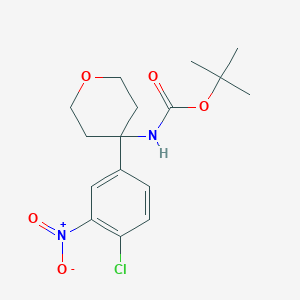 molecular formula C16H21ClN2O5 B2762787 Tert-butyl N-[4-(4-chloro-3-nitrophenyl)oxan-4-yl]carbamate CAS No. 2138167-43-6