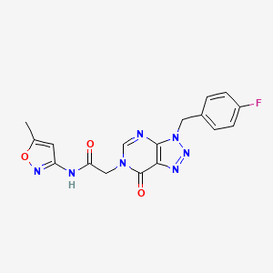 molecular formula C17H14FN7O3 B2762793 2-[3-[(4-fluorophenyl)methyl]-7-oxotriazolo[4,5-d]pyrimidin-6-yl]-N-(5-methyl-1,2-oxazol-3-yl)acetamide CAS No. 847382-74-5