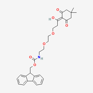 molecular formula C30H35NO7 B2762798 (9H-Fluoren-9-yl)methyl (2-(2-(3-(4,4-dimethyl-2,6-dioxocyclohexylidene)-3-hydroxypropoxy)ethoxy)ethyl)carbamate CAS No. 1988771-96-5