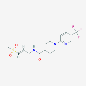 molecular formula C16H20F3N3O3S B2762801 N-[(2E)-3-methanesulfonylprop-2-en-1-yl]-1-[5-(trifluoromethyl)pyridin-2-yl]piperidine-4-carboxamide CAS No. 2097939-96-1