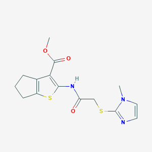 methyl 2-({[(1-methyl-1H-imidazol-2-yl)sulfanyl]acetyl}amino)-5,6-dihydro-4H-cyclopenta[b]thiophene-3-carboxylate