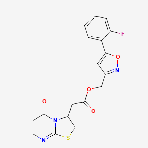 (5-(2-fluorophenyl)isoxazol-3-yl)methyl 2-(5-oxo-3,5-dihydro-2H-thiazolo[3,2-a]pyrimidin-3-yl)acetate