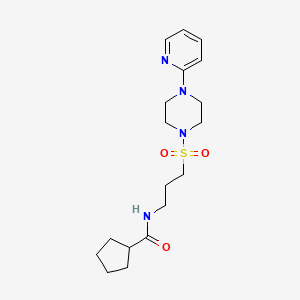 N-(3-((4-(pyridin-2-yl)piperazin-1-yl)sulfonyl)propyl)cyclopentanecarboxamide