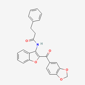 N-(2-(benzo[d][1,3]dioxole-5-carbonyl)benzofuran-3-yl)-3-phenylpropanamide