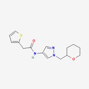 molecular formula C15H19N3O2S B2762849 N-(1-((tetrahydro-2H-pyran-2-yl)methyl)-1H-pyrazol-4-yl)-2-(thiophen-2-yl)acetamide CAS No. 2034611-71-5