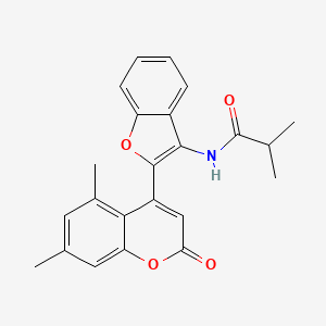 molecular formula C23H21NO4 B2762854 N-[2-(5,7-dimethyl-2-oxochromen-4-yl)-1-benzofuran-3-yl]-2-methylpropanamide CAS No. 904501-07-1