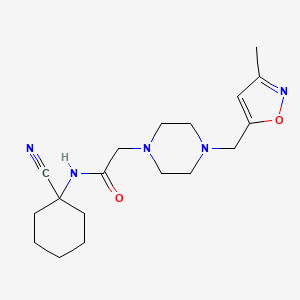 molecular formula C18H27N5O2 B2762855 N-(1-cyanocyclohexyl)-2-{4-[(3-methyl-1,2-oxazol-5-yl)methyl]piperazin-1-yl}acetamide CAS No. 1197645-21-8