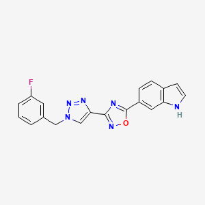 molecular formula C19H13FN6O B2762868 3-(1-(3-fluorobenzyl)-1H-1,2,3-triazol-4-yl)-5-(1H-indol-6-yl)-1,2,4-oxadiazole CAS No. 1251619-44-9
