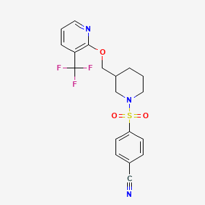 4-[3-[[3-(Trifluoromethyl)pyridin-2-yl]oxymethyl]piperidin-1-yl]sulfonylbenzonitrile