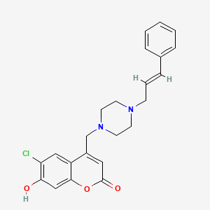 molecular formula C23H23ClN2O3 B2762879 (E)-6-氯-4-((4-肉桂基哌嗪-1-基)甲基)-7-羟基-2H-色甘-2-酮 CAS No. 896837-65-3