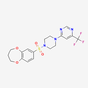 4-(4-((3,4-dihydro-2H-benzo[b][1,4]dioxepin-7-yl)sulfonyl)piperazin-1-yl)-6-(trifluoromethyl)pyrimidine