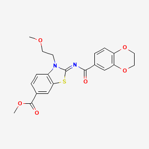 (Z)-methyl 2-((2,3-dihydrobenzo[b][1,4]dioxine-6-carbonyl)imino)-3-(2-methoxyethyl)-2,3-dihydrobenzo[d]thiazole-6-carboxylate