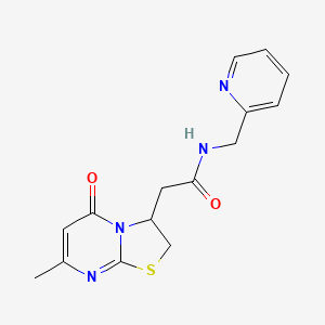molecular formula C15H16N4O2S B2762910 2-(7-methyl-5-oxo-3,5-dihydro-2H-thiazolo[3,2-a]pyrimidin-3-yl)-N-(pyridin-2-ylmethyl)acetamide CAS No. 952965-22-9