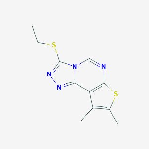 molecular formula C11H12N4S2 B276293 8,9-Dimethylthieno[3,2-e][1,2,4]triazolo[4,3-c]pyrimidin-3-yl ethyl sulfide 