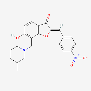 molecular formula C22H22N2O5 B2762931 (Z)-6-hydroxy-7-((3-methylpiperidin-1-yl)methyl)-2-(4-nitrobenzylidene)benzofuran-3(2H)-one CAS No. 896814-72-5