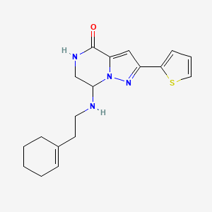 molecular formula C18H22N4OS B2762940 7-[(2-cyclohex-1-en-1-ylethyl)amino]-2-(2-thienyl)-6,7-dihydropyrazolo[1,5-a]pyrazin-4(5H)-one CAS No. 1775479-59-8