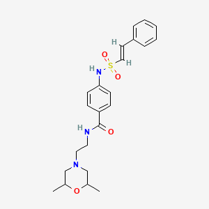 molecular formula C23H29N3O4S B2762956 N-[2-(2,6-dimethylmorpholin-4-yl)ethyl]-4-[[(E)-2-phenylethenyl]sulfonylamino]benzamide CAS No. 1100019-08-6