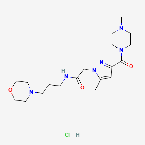 2-(5-methyl-3-(4-methylpiperazine-1-carbonyl)-1H-pyrazol-1-yl)-N-(3-morpholinopropyl)acetamide hydrochloride