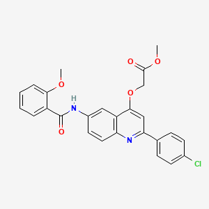 molecular formula C26H21ClN2O5 B2762966 甲基-2-((2-(4-氯苯基)-6-(2-甲氧基苄酰胺)喹啉-4-基)氧基)乙酸酯 CAS No. 1359414-69-9